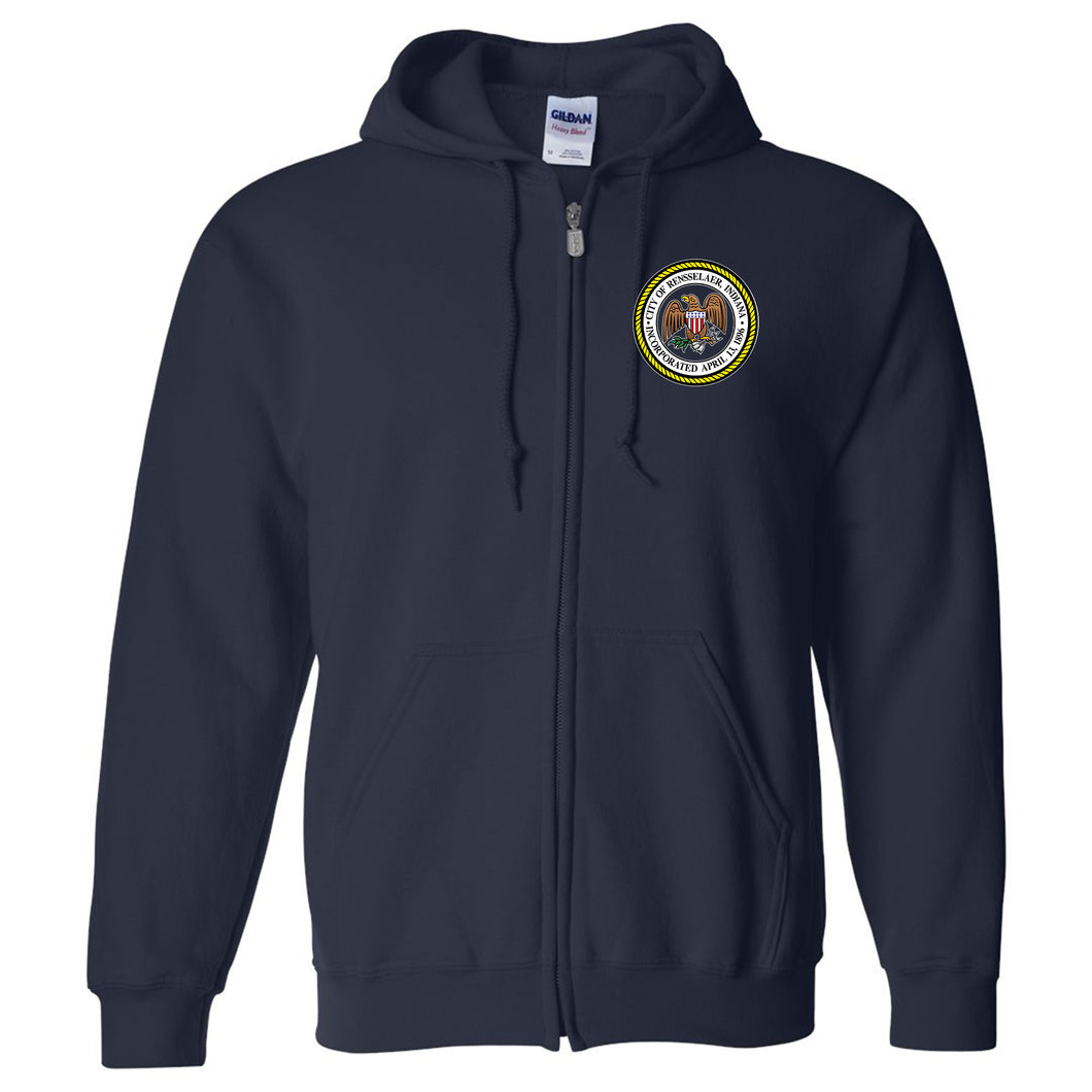 City of Rensselaer Seal Full Zip Hooded Sweatshirt