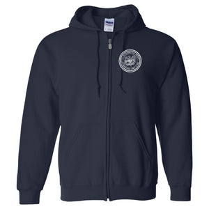City of Rensselaer Seal Embroidered Full Zip Hooded Sweatshirt